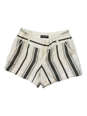 Express High-Waist Black & White Striped Shorts